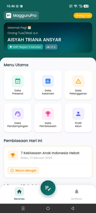 Mobile Ortu Dashboard